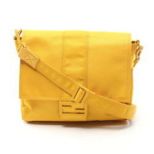 FENDI Baguette Messenger Bag Bucket Shoulder Bag Nylon Yellow